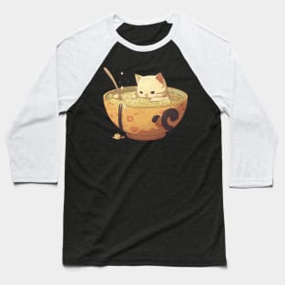 Japanese Kawaii Neko Kitty Ramen Bowl Baseball T-Shirt